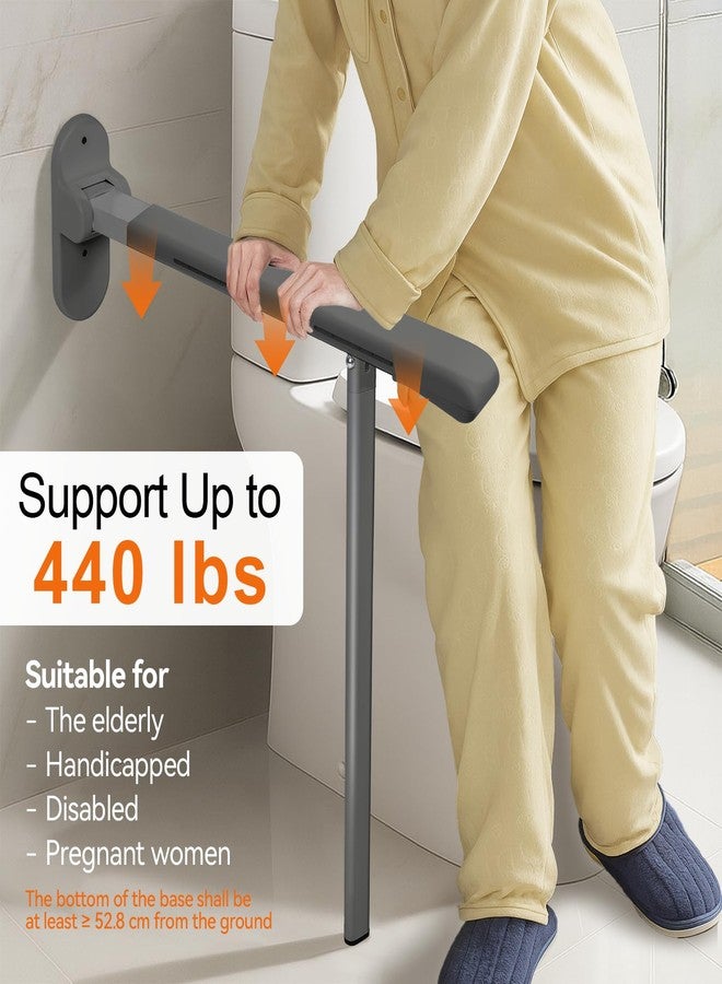 SPECILITE Heavy Duty Toilet Grab Bar - 440lb Sturdy Support, Safety Rails with Non-Slip Waterproof handrail & Night Glow Strips, Space Saving Flip-Up Design for Elderly, Disabled, Pregnant(Grey) - Image 2
