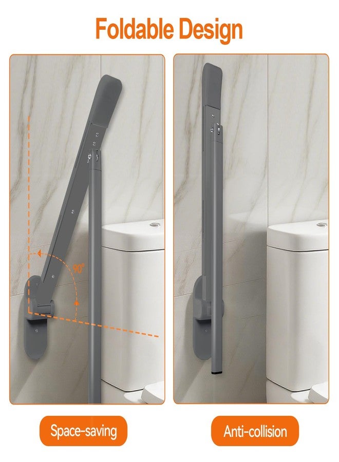 SPECILITE Heavy Duty Toilet Grab Bar - 440lb Sturdy Support, Safety Rails with Non-Slip Waterproof handrail & Night Glow Strips, Space Saving Flip-Up Design for Elderly, Disabled, Pregnant(Grey) - Image 5