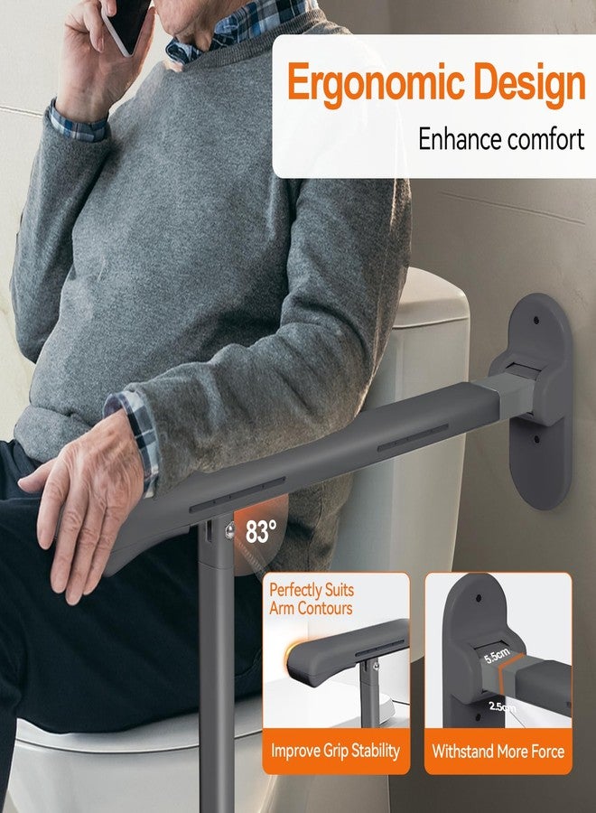 SPECILITE Heavy Duty Toilet Grab Bar - 440lb Sturdy Support, Safety Rails with Non-Slip Waterproof handrail & Night Glow Strips, Space Saving Flip-Up Design for Elderly, Disabled, Pregnant(Grey) - Image 3