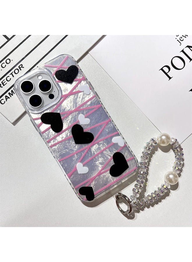 NIBEMINENT Korean Love Protective TPU Case Cover with Chain For iPhone 15 Plus Clear - Image 1