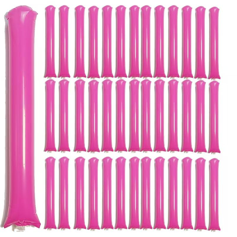 ROSEBB 40pcs Round headTeam Spirit Boom Sticks Thunder Sticks Cheering Sticks Team Spirit Plastic Cheerleading Spirit Stick Clapper Inflatable Noise Maker Sports Supply Pink - Image 1
