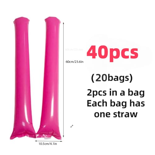 ROSEBB 40pcs Round headTeam Spirit Boom Sticks Thunder Sticks Cheering Sticks Team Spirit Plastic Cheerleading Spirit Stick Clapper Inflatable Noise Maker Sports Supply Pink - Image 4