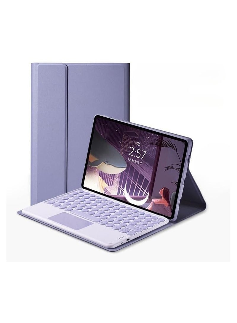 غطاء لوحة مفاتيح متوافق مع Lenovo Idea Tab Pro مقاس 12.7 بوصة (2025) - لوحة مفاتيح لاسلكية بلوتوث بأزرار دائرية قابلة للإزالة مع لوحة لمس ذكية وحافظة للجهاز اللوحي