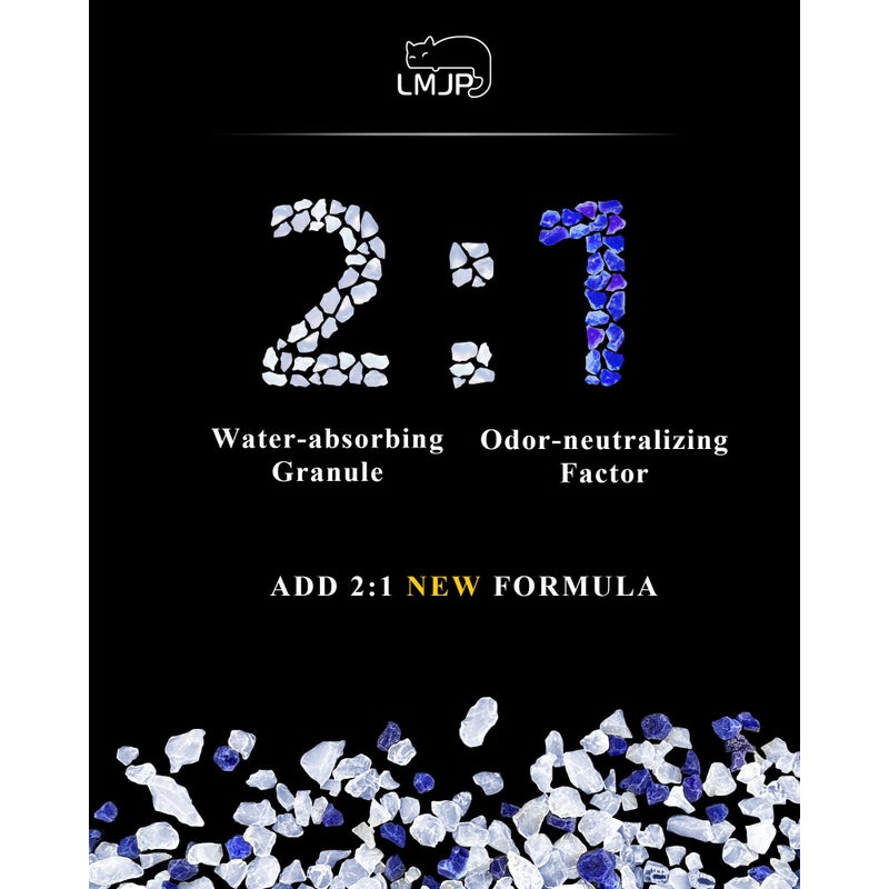 LMJP Crystal Cat Litter with Powerful Odor Control, Non-Clumping, Lasts Up to 4 Months, 17.2lb, Rapid Water Absorption, Unscented & Low Tracking Lightweight Blue & White Silica, 4 Pack of 4.3lb - Image 4