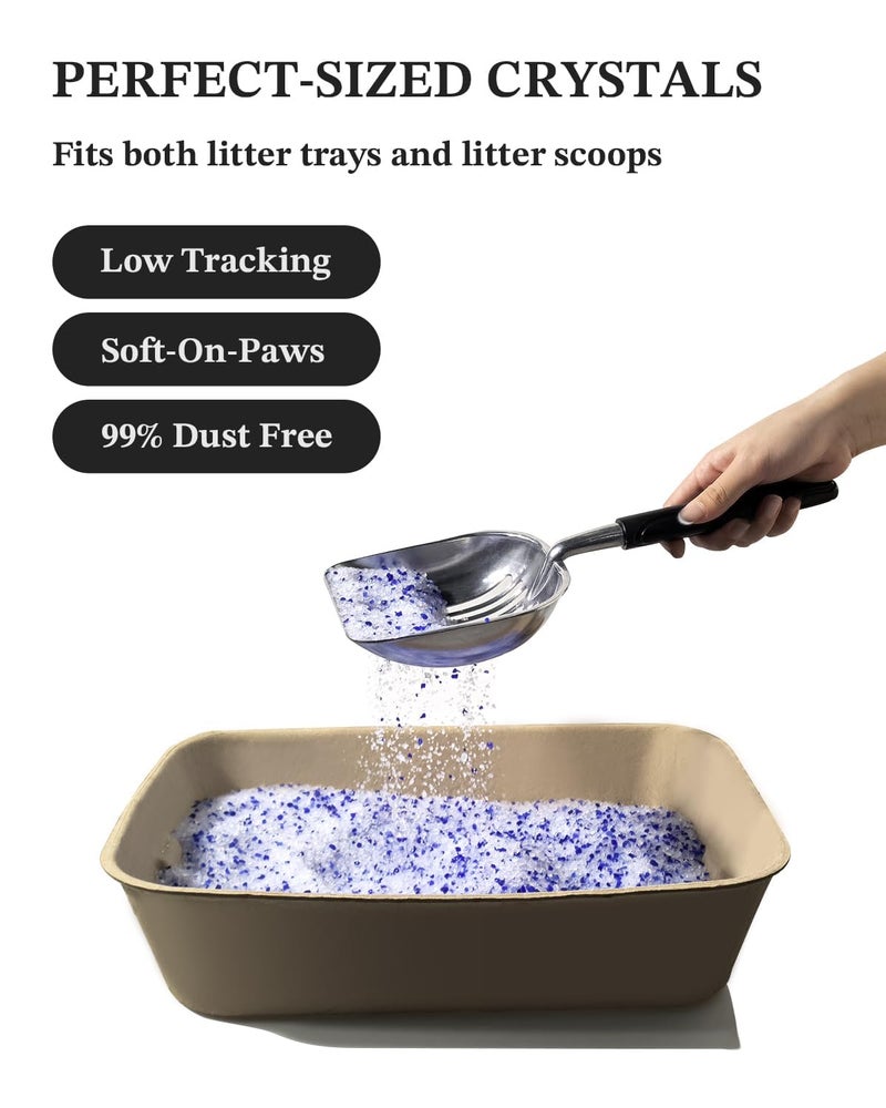 LMJP Crystal Cat Litter with Powerful Odor Control, Non-Clumping, Lasts Up to 4 Months, 17.2lb, Rapid Water Absorption, Unscented & Low Tracking Lightweight Blue & White Silica, 4 Pack of 4.3lb - Image 5