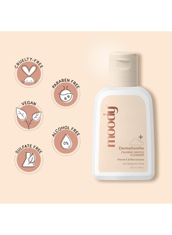 Moody Derma Soothe Barrier Repairing Face Wash Cleanser With Ceramide, Vitamin E & Rice Extract | Face Wash For Combination Skin | Sensitive Skin Face Wash | Glowing Skin | Suitable For All Skin 120 ml - Image 3