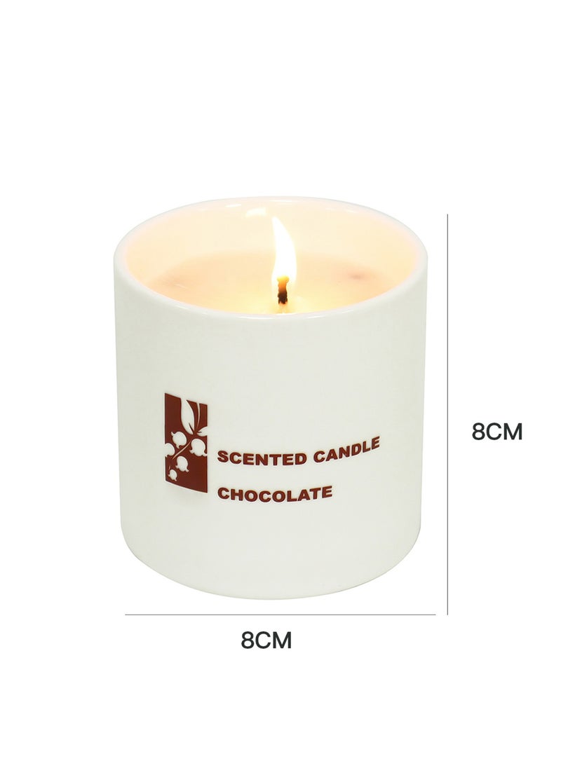 Generic - Aromatherapy Chocolate Scented Candle for Meditation and Relaxation Made with High Quality Soy Wax and Natural Extracts in Elegant Ceramic Arc Base Promotes Deep Sleep, Aroma Stress Relief Gift, 8*8cm - Image 1