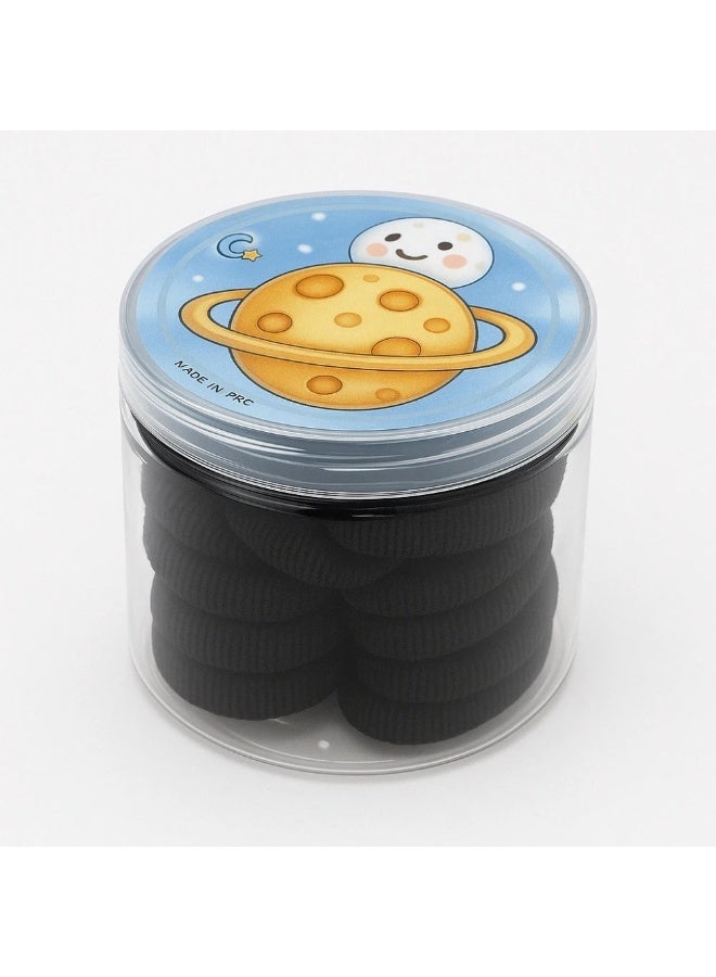 Mini Pony Hair Tying Round Cotton Hair Band Elastic For Kids Approx 100pcs- Black - Image 1