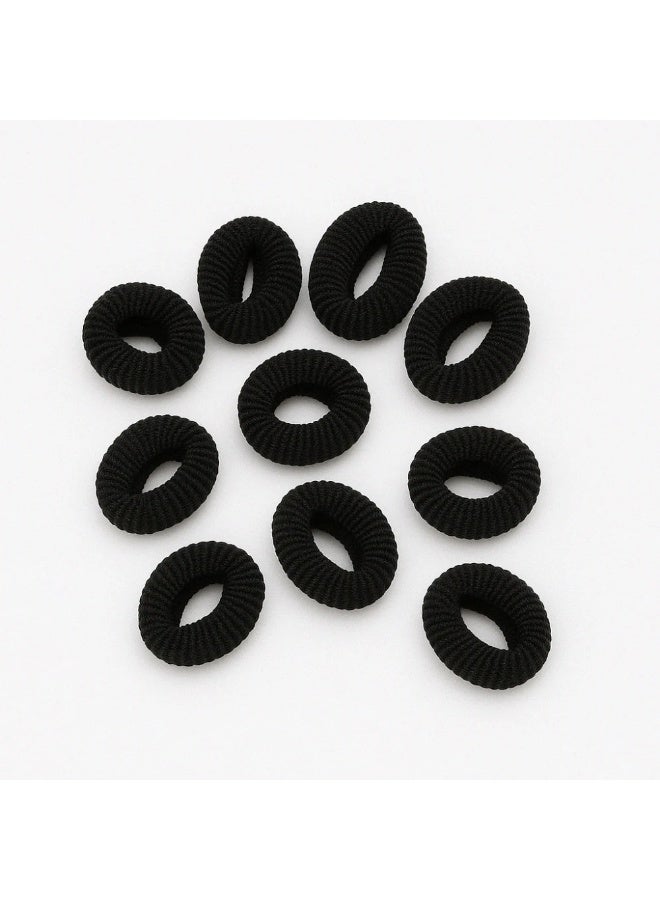 Mini Pony Hair Tying Round Cotton Hair Band Elastic For Kids Approx 100pcs- Black - Image 2