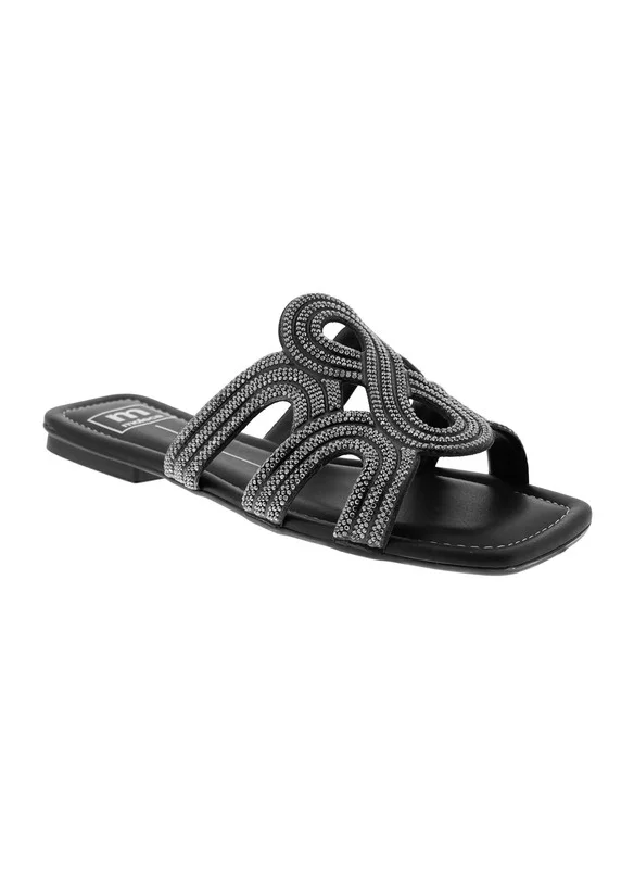 موليكا Moleca Ladies Flat Sandals Black | Made In Brazil