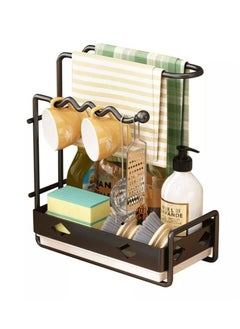 EMZJ Multipurpose Metal Kitchen Tabletop Standing Wall-Mounted Storage Basket Sponge Cleaning Cloth Scouring Pad Towel Rag Holder Organizer Rack  - Image 2