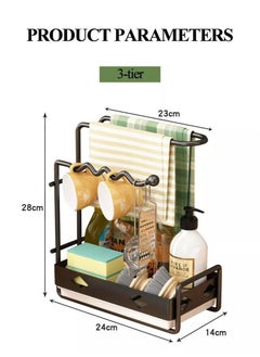 EMZJ Multipurpose Metal Kitchen Tabletop Standing Wall-Mounted Storage Basket Sponge Cleaning Cloth Scouring Pad Towel Rag Holder Organizer Rack  - Image 3