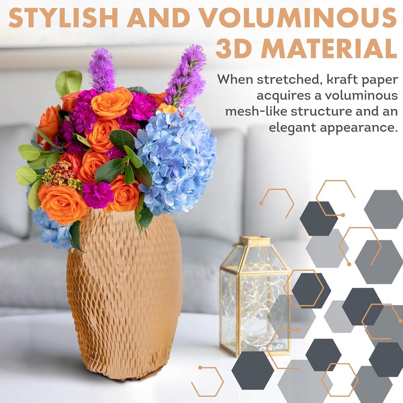 APQ Supply APQ Honeycomb Paper Wrap for Packing, 15" x 100' Brown Honeycomb Packing Paper for Moving Breakables, Fragile Items, 80 GSM Perforated Cushioning Biodegradable Packing and Shipping Materials - Image 5