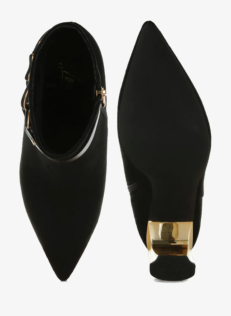 London Rag Black Chain Belt Detail Ankle Boots in Black for Women | Best Price UAE