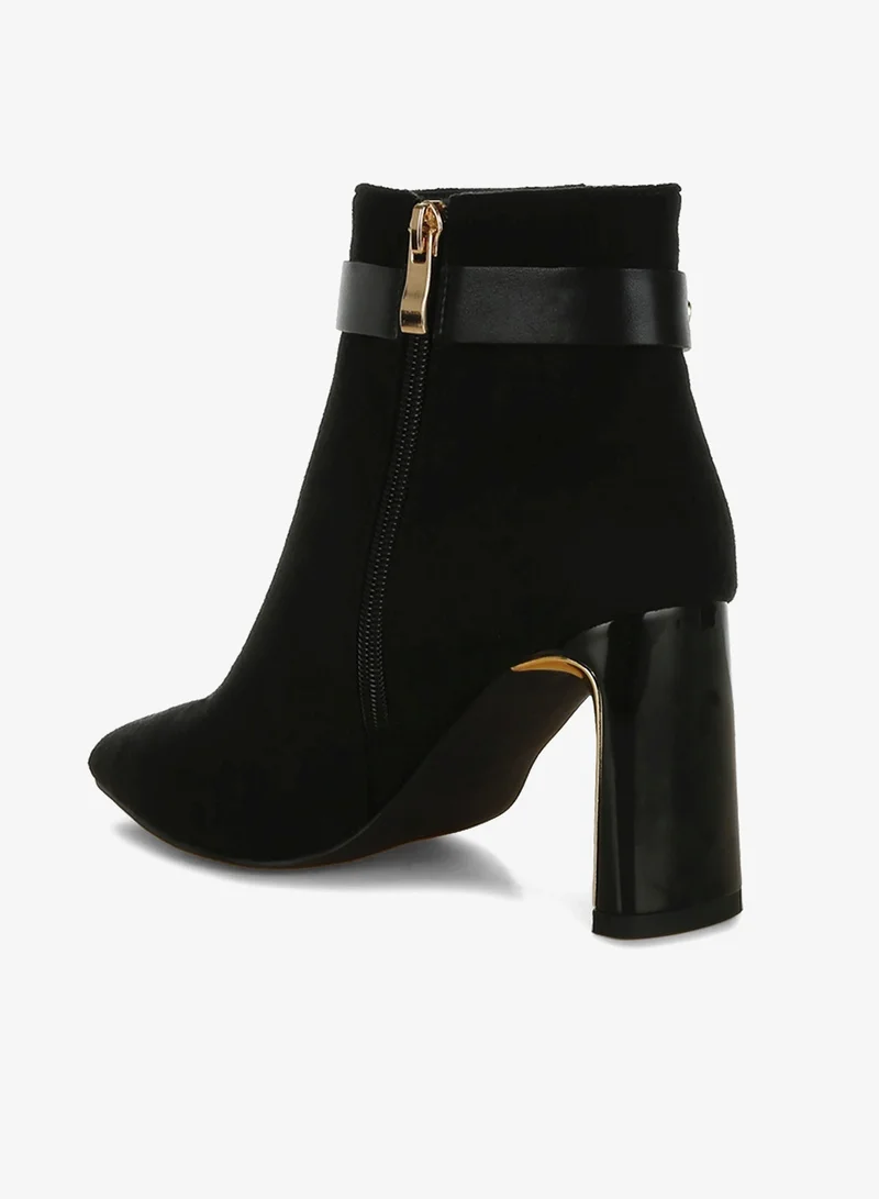 London Rag Black Chain Belt Detail Ankle Boots in Black for Women | Best Price UAE