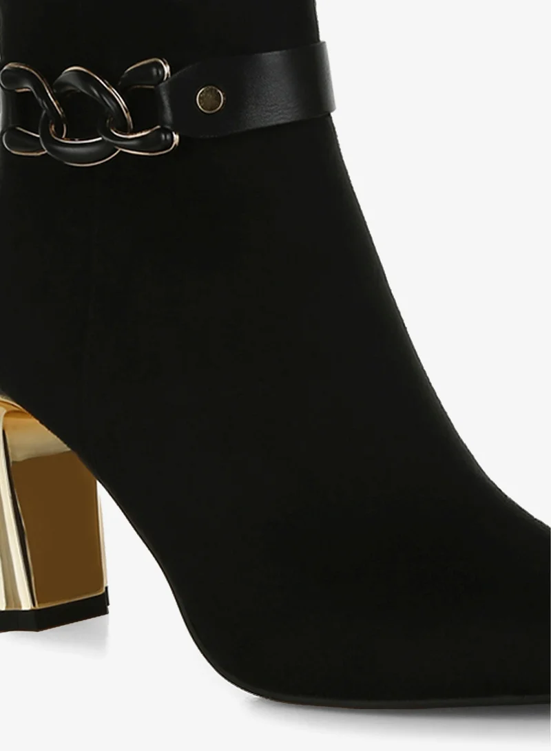 London Rag Black Chain Belt Detail Ankle Boots in Black for Women | Best Price UAE