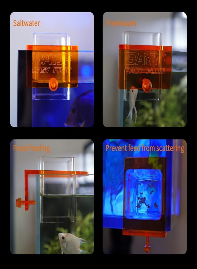 ONE BAYJF Hanging Acrylic Fish Feeding Ring, Transparent Orange Square - Image 3