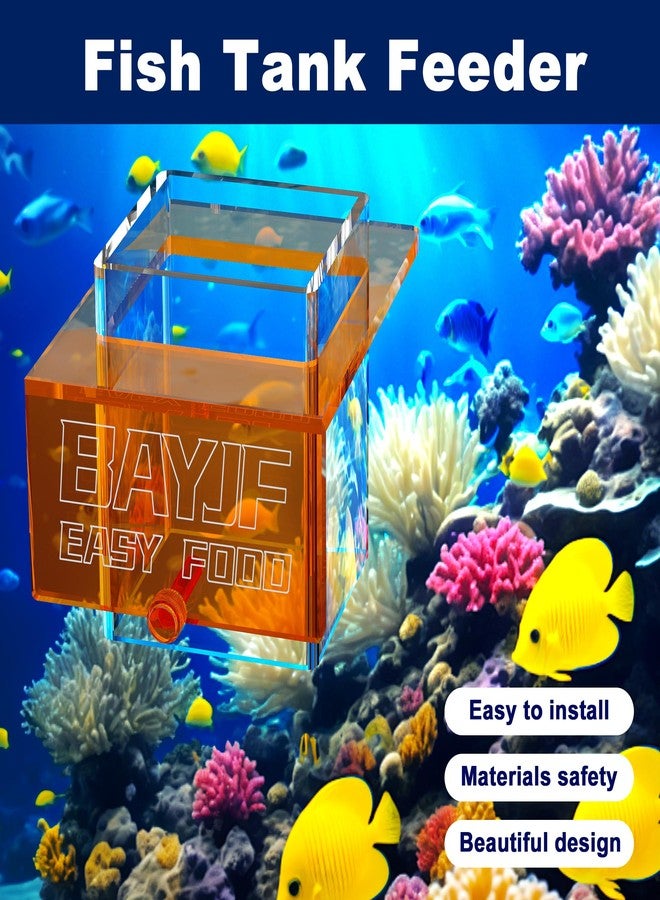 ONE BAYJF Hanging Acrylic Fish Feeding Ring, Transparent Orange Square - Image 2