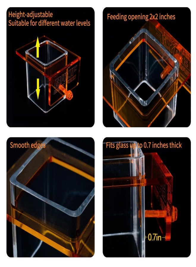 ONE BAYJF Hanging Acrylic Fish Feeding Ring, Transparent Orange Square - Image 4