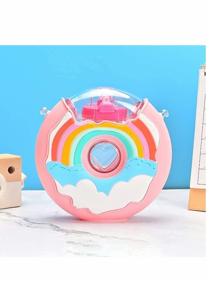Generic Cute Donut-Shaped Kids Water Bottle 380ml BPA-Free Tritan Leakproof Design with Soft Silicone Straw for Toddlers and Children  - Image 1