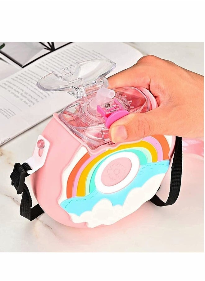 Generic Cute Donut-Shaped Kids Water Bottle 380ml BPA-Free Tritan Leakproof Design with Soft Silicone Straw for Toddlers and Children  - Image 2