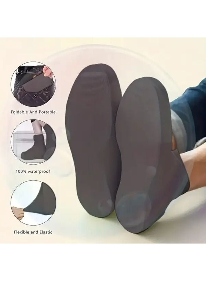 Heavy Duty Waterproof Latex Shoe Covers Black Instant Mud Rain Snow Protection - Image 4