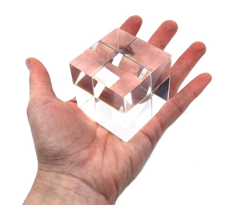 CMY Cubes The Cube Presence (50mm) - Clear & Transparent Optical Cube - Paperweight, Decorative Item - Educational, Scientific, Physics & Kinetic Art Desk Object - Image 2