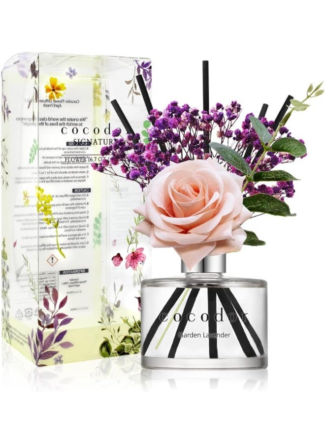كوكودور معطّر كوكودور بالقصب بنكهة الورد / لافندر الحديقة / 6.7 أونصة (200 مل) / عبوة واحدة / معطّر بالقوارير مع أعواد القصب، مجموعة معطّر وزيت مع أعواد القصب، مثالي لديكور المنزل والمكتب، عطر وهدايا - Image 1