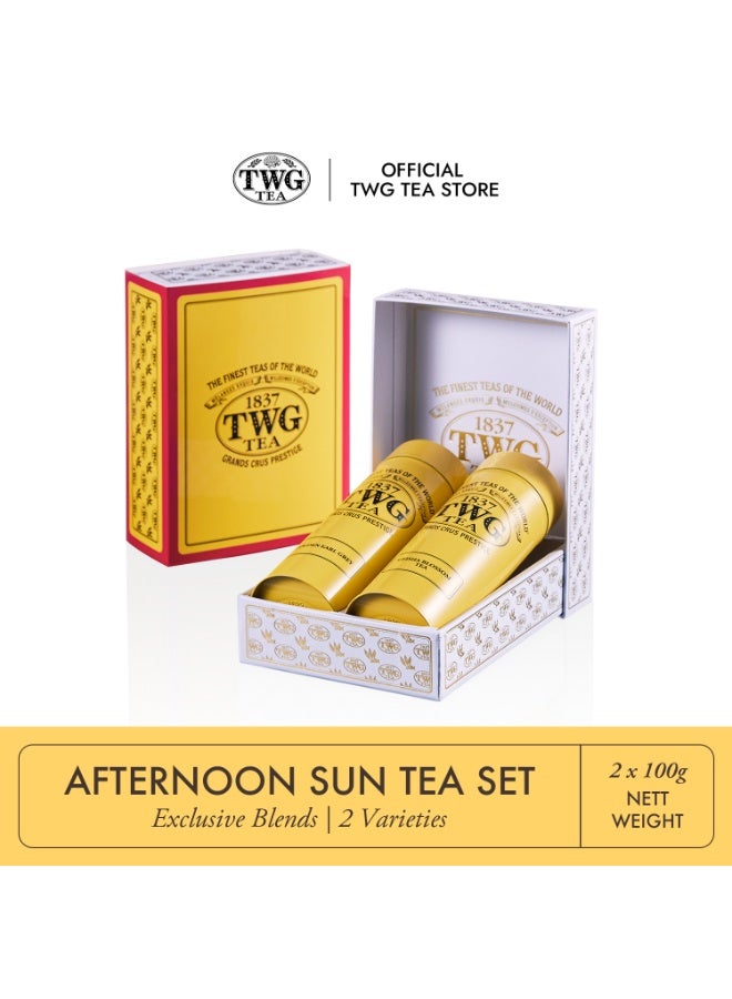 TWG Tea Afternoon Sun Tea Set in Modern Tea Tin Gift Box - Golden Earl Grey, Geisha Blossom Tea (2 x 100g) - Image 1