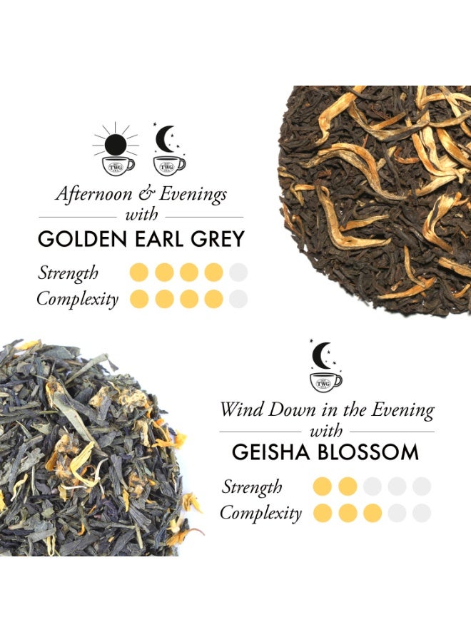 TWG Tea Afternoon Sun Tea Set in Modern Tea Tin Gift Box - Golden Earl Grey, Geisha Blossom Tea (2 x 100g) - Image 2