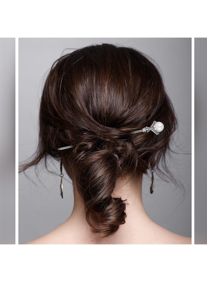 Waydress 3 Pieces Chinese Hair Stick Japanese Hairpin Hair Chopsticks for Women Pearl Rhinestone Flower Hair Accessories Vintage Tassel Handmade Chignon Jewelry for Girls (Traditional Style) - Image 2