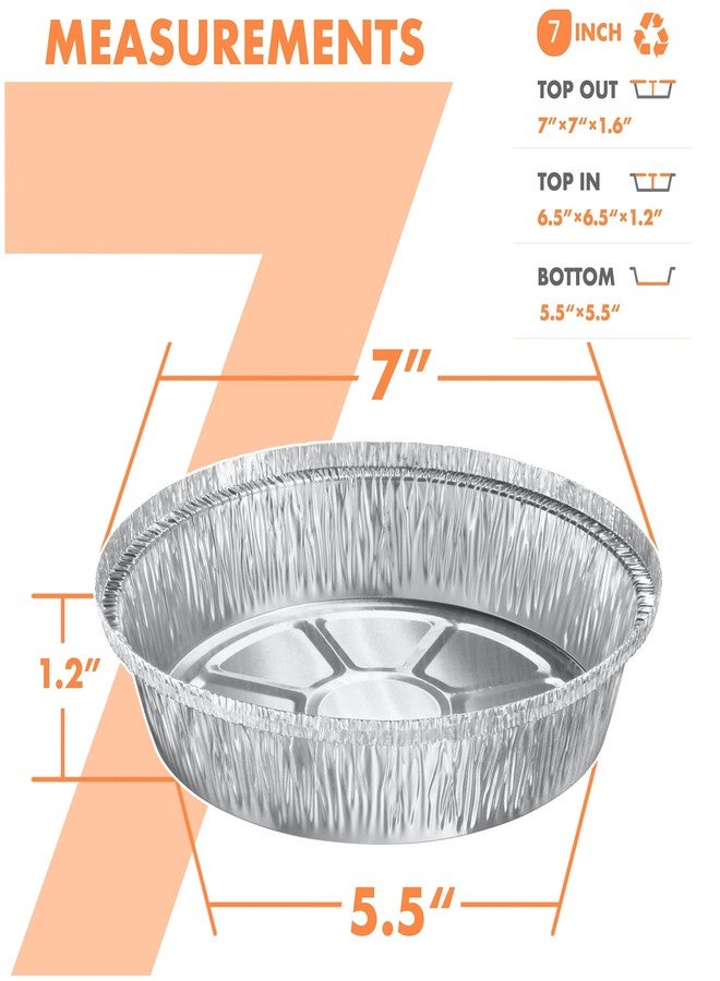 CURTA 7" Round Aluminum Foil Pans with Clear Lids | Great for Broiling, Baking, Storage, Roasting, Take Out | 30 Pack - Image 2