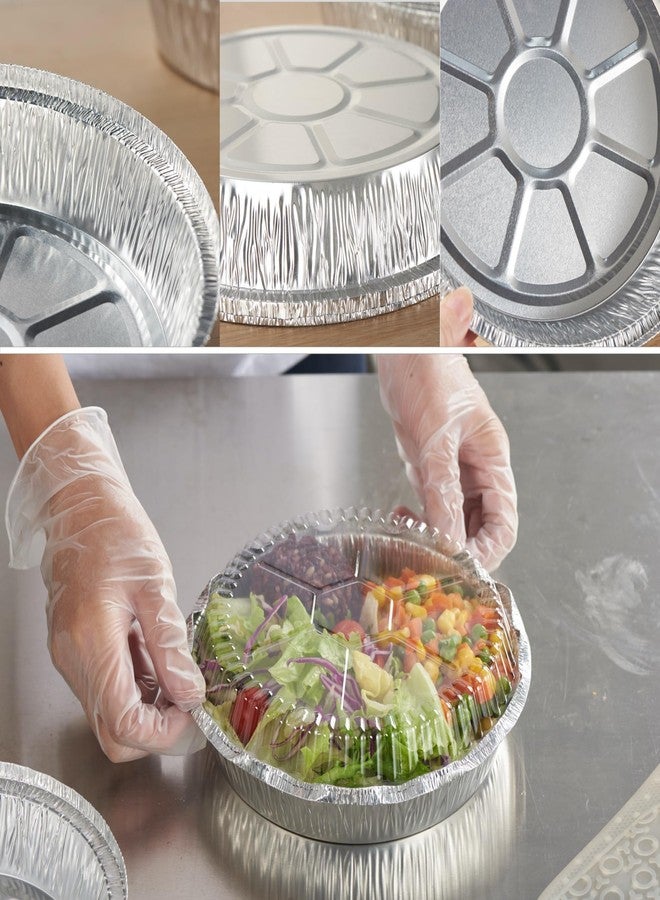 CURTA 7" Round Aluminum Foil Pans with Clear Lids | Great for Broiling, Baking, Storage, Roasting, Take Out | 30 Pack - Image 4