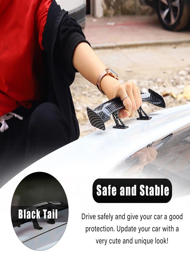 Augeny Car Mini Spoiler Wing, 9.8 Inch Carbon Fiber Car Rear Tail Wing Without Perforation, Universal Auto Mini Tiny Trunk Spoiler, Vehicle Exterior Decor Accessories for Men Women (Black) - Image 5