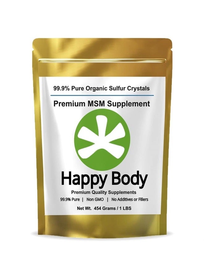 HAPPY BODY Organic Sulfur Crystals - 99% Pure MSM Crystals, Premium MSM Supplement - Excellent Quality and Absorption. 1 LB Pack. - Image 1