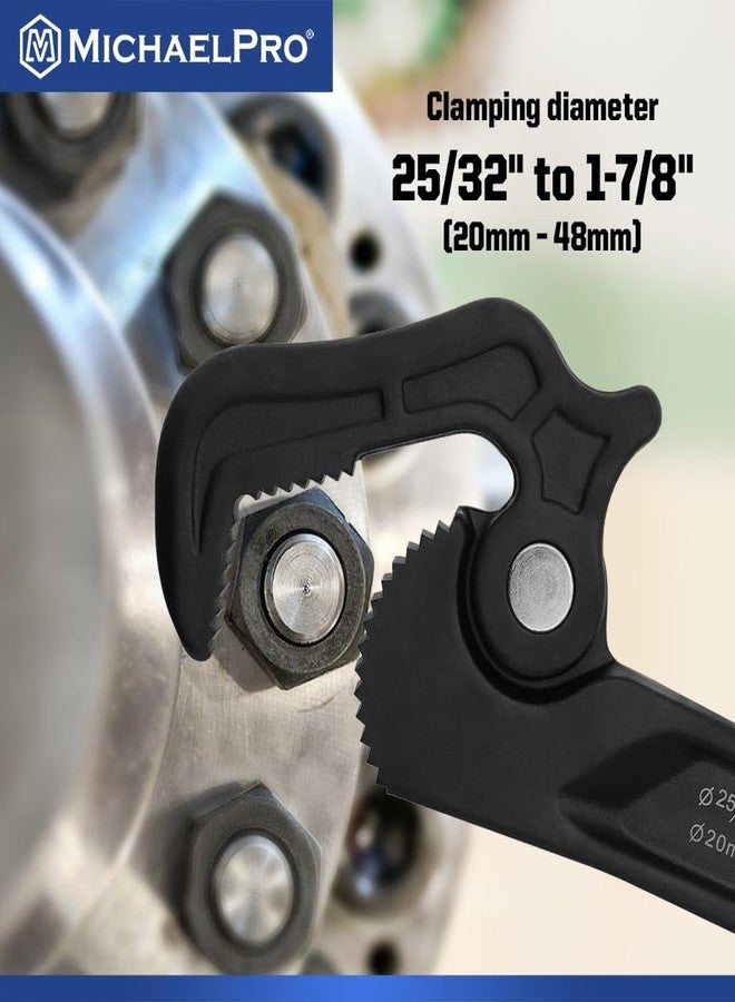 MichaelPro مفتاح أنابيب مايكل برو ذاتي الضبط، مفتاح سباكة متعدد الوظائف مقاس 14 بوصة، قطر تثبيت يصل إلى 1-7/8 بوصة (48 مم)، مفتاح تعديل برأس دوار - Image 2