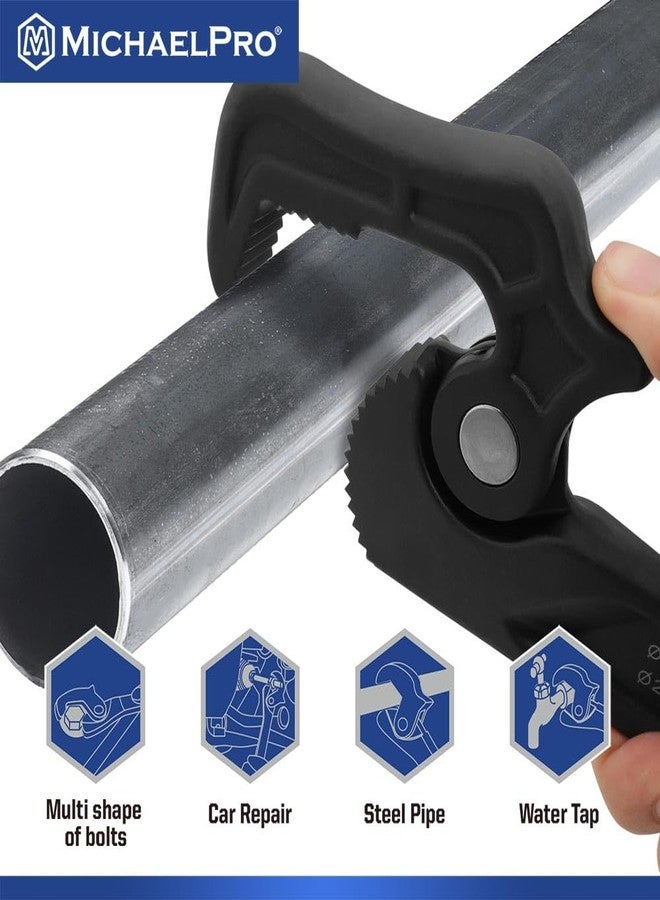 MichaelPro مفتاح أنابيب مايكل برو ذاتي الضبط، مفتاح سباكة متعدد الوظائف مقاس 14 بوصة، قطر تثبيت يصل إلى 1-7/8 بوصة (48 مم)، مفتاح تعديل برأس دوار - Image 4