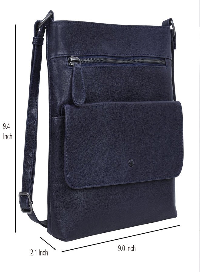 ANTONIO VALERIA Piper Washed Blue Leather Crossbody Bag - Image 2
