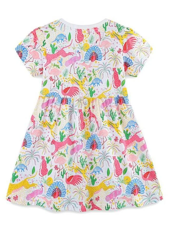 يونيكي Multicolour A-Line Crew Neck Printed Dress