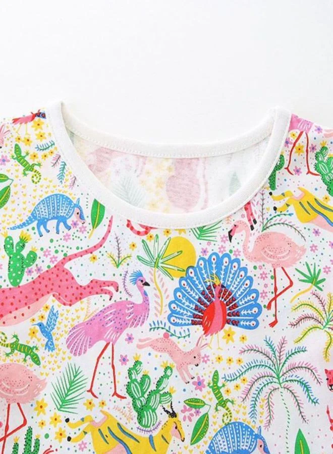 يونيكي Multicolour A-Line Crew Neck Printed Dress