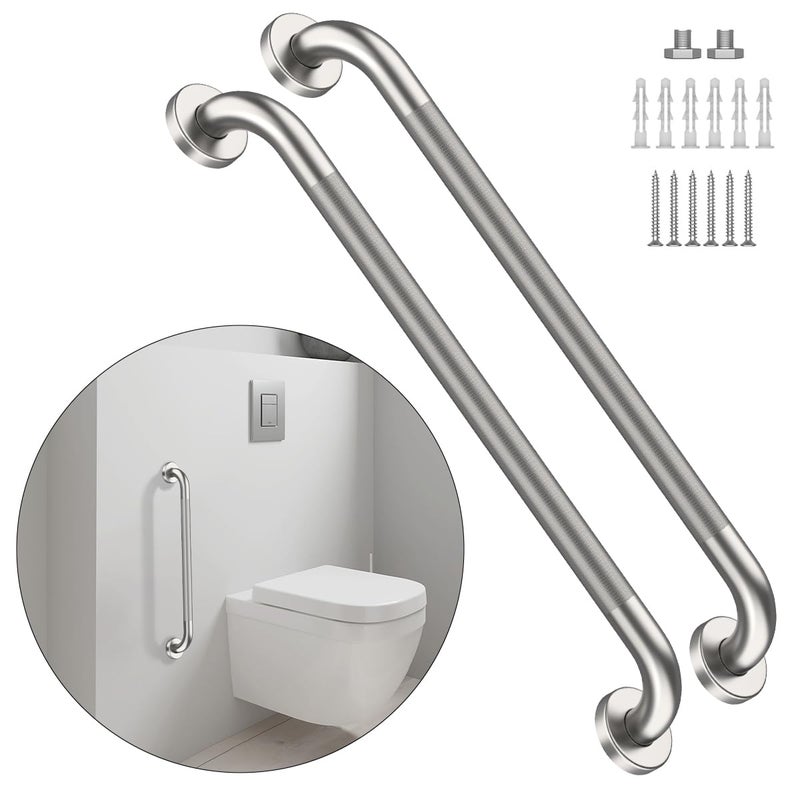 Munzong 32 Inch Anti Slip Shower Grab Bar Munzong 2 Pack Stainless Steel Bathroom Grab Bar Brushed Nickel Knurled Bathroom Balance BarSafety Hand Rail Support Handicap Elderly Senior Assist Bath Handle - Image 2
