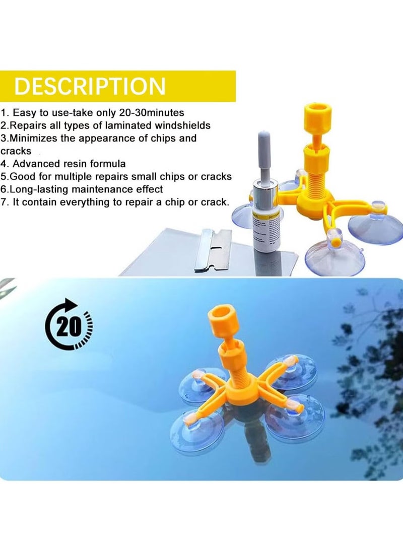 JAJEEK Windshield DIY Auto Glass Rock Chip Repair Kit – Quick & Easy Fix for Star, Horseshoe, and Bull’s Eye Chips or Cracks – Professional-Grade Resin, Comprehensive Tool Set, Clear Finish, Works for All Vehicle Types – Save Time & Money on Expensive Repairs  - Image 2