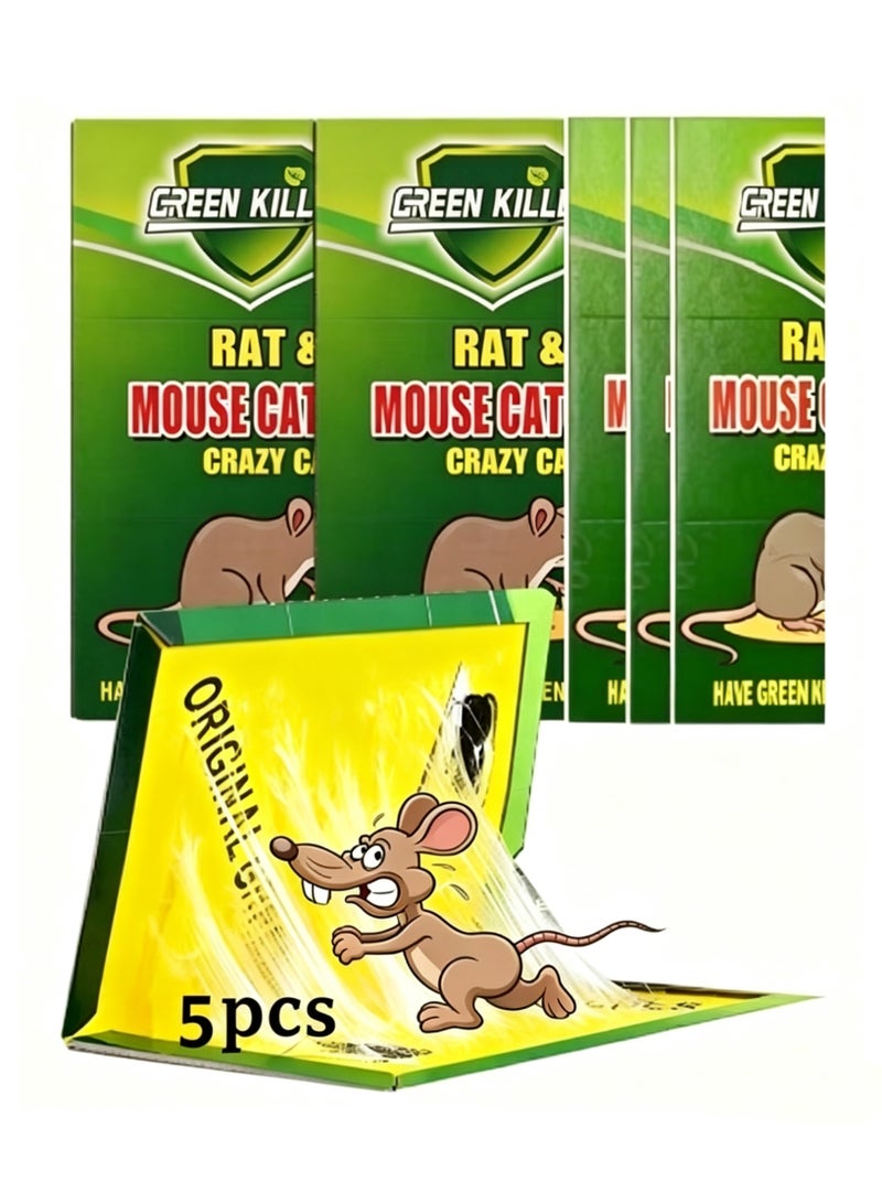 GREEN KILLER Pack of 5 Mouse Trap Glue Board Rat Trap Adhesive Super Sticky Glue Board Traps for Mice Pests Cockroaches Spiders  for Indoor/Outdoor Pest Control (Non-Toxic) - Image 1
