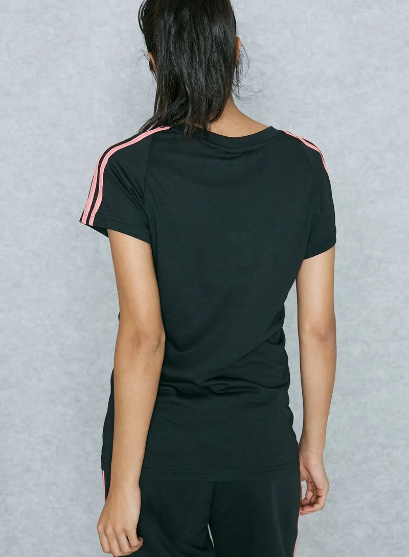 Adidas Essential 3 Stripe Slim T-Shirt