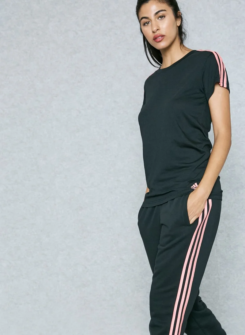 Adidas Essential 3 Stripe Slim T-Shirt