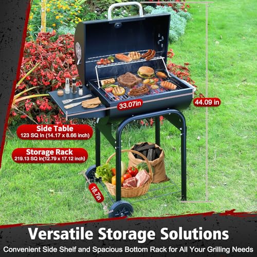 SUNLIFER Barrel Barbecue Charcoal Grill: Premium Spacious Outdoor BBQ Grill with Side Table - Ideal for Patio Cooking Backyard Grilling Camping Picnics Tailgating Parties - Image 3