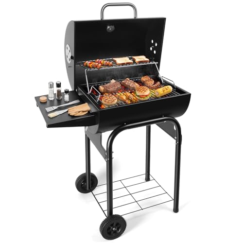 SUNLIFER Barrel Barbecue Charcoal Grill: Premium Spacious Outdoor BBQ Grill with Side Table - Ideal for Patio Cooking Backyard Grilling Camping Picnics Tailgating Parties - Image 1