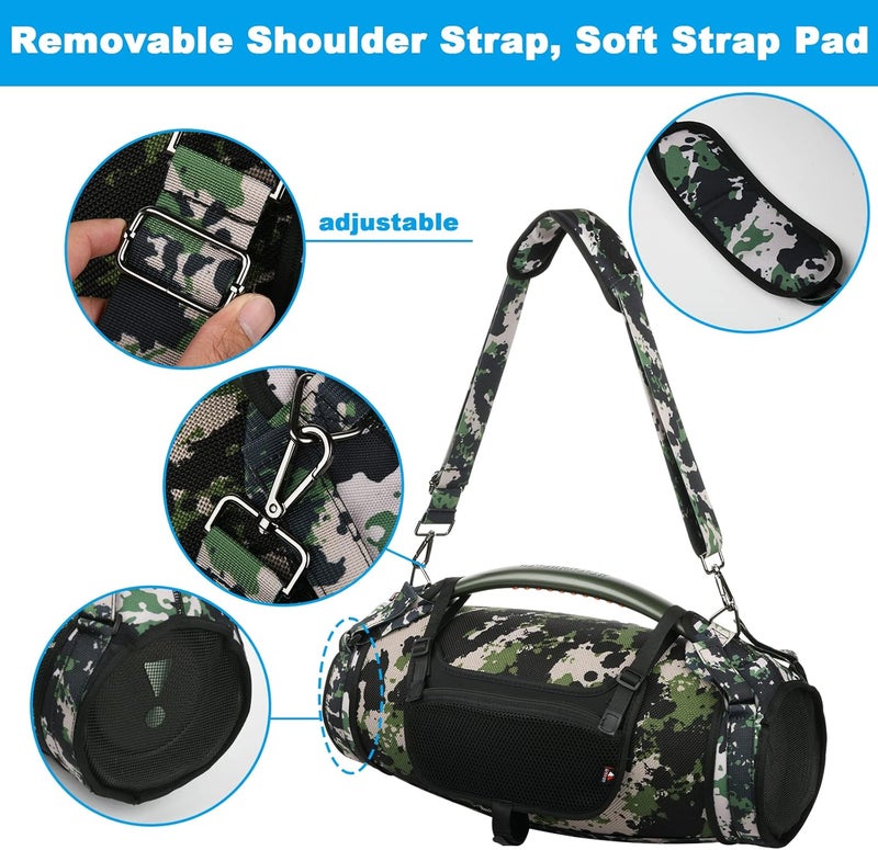 TXesign Travel Carrying Strap for JBL Boombox 3/Boombox 3 Wi-Fi Waterproof Portable Speaker, Shoulder Strap with Two Side Covers Travel Carrying Pouch for JBL Boombox 3 (Camo) - Image 5