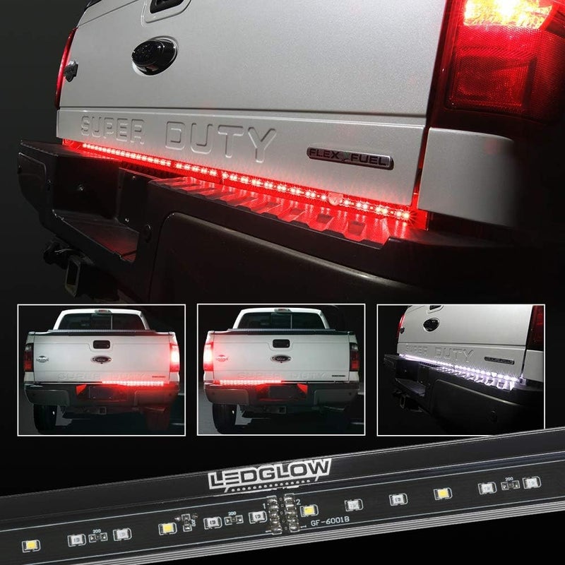 LEDGlow 60" Red Tailgate LED Light Bar for Full Size Trucks - White Reverse Lights - Image 2