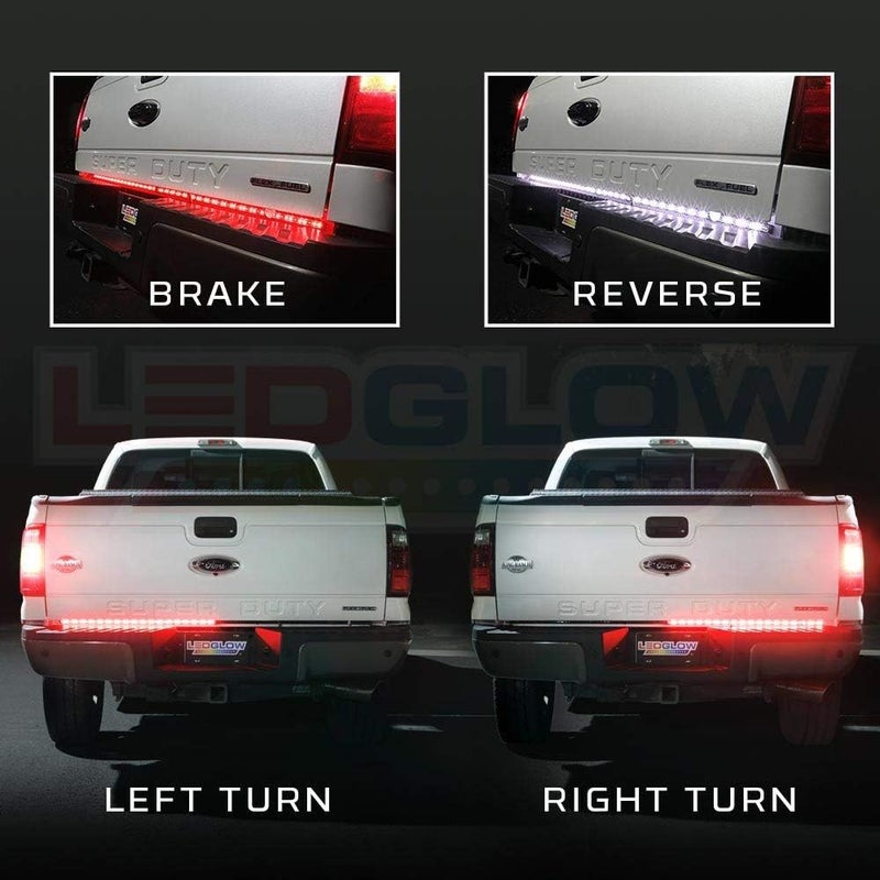 LEDGlow 60" Red Tailgate LED Light Bar for Full Size Trucks - White Reverse Lights - Image 4
